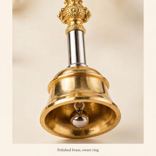 Close-up of polished brass bell