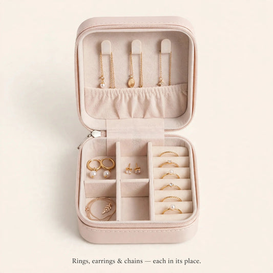Open organizer box showing ring rolls and compartments