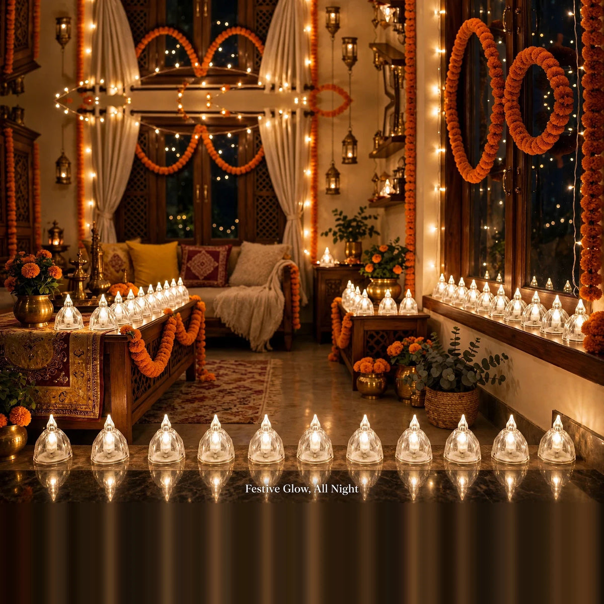 LED Flameless Diyas Set of 8 – Crystal Style, image 7