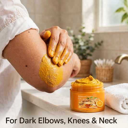Apply scrub on arms and elbows