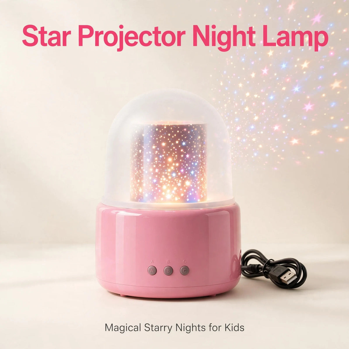 Star Projector Night Lamp – Rotating Colours for Kids Room
