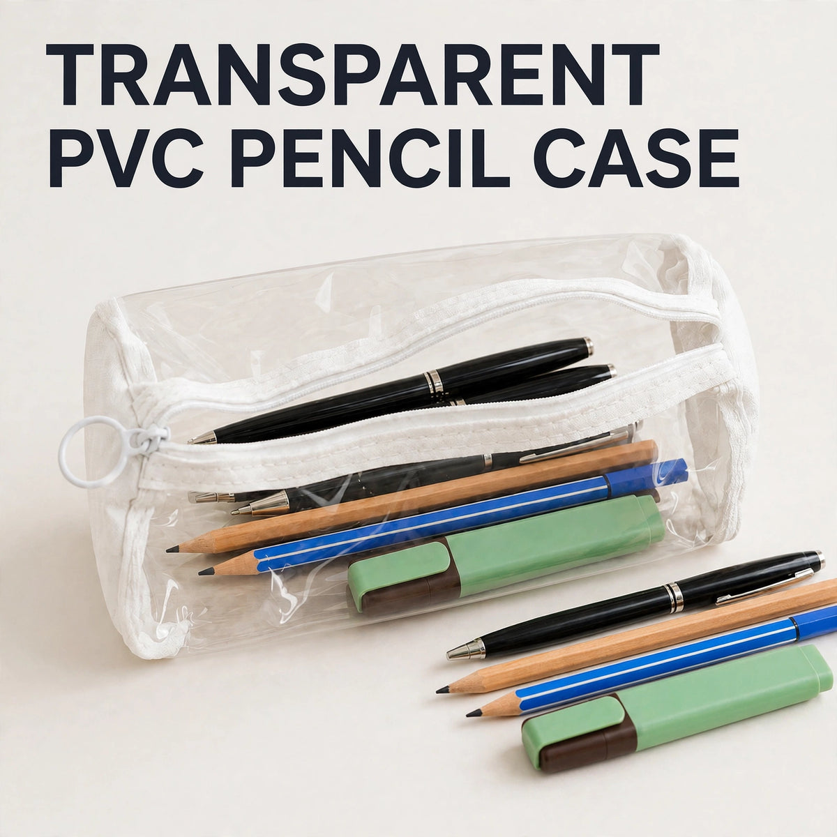 Transparent PVC Pencil Case – See All, Stay Organized