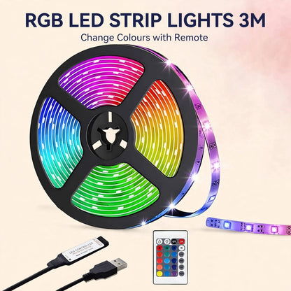 RGB LED Strip Lights 3M - USB + Remote