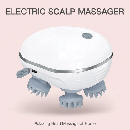 Electric Scalp Massager – 4 Heads, USB Rechargeable