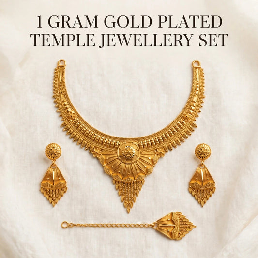 1 Gram Gold Plated Temple Jewellery Set – Traditional