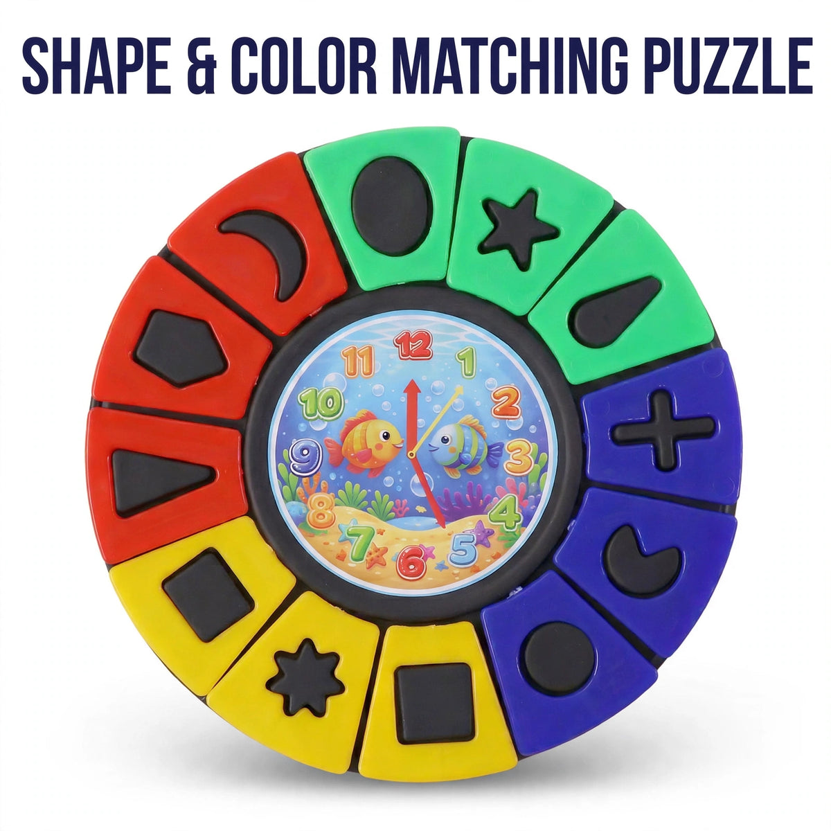Shape & Color Matching Puzzle with Clock