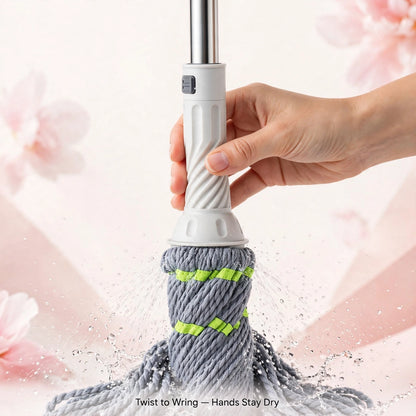 Self-Wringing Mop with Steel Handle – Squeeze Dry Without Touching