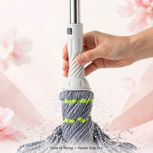 Self-Wringing Mop with Steel Handle – Squeeze Dry Without Touching
