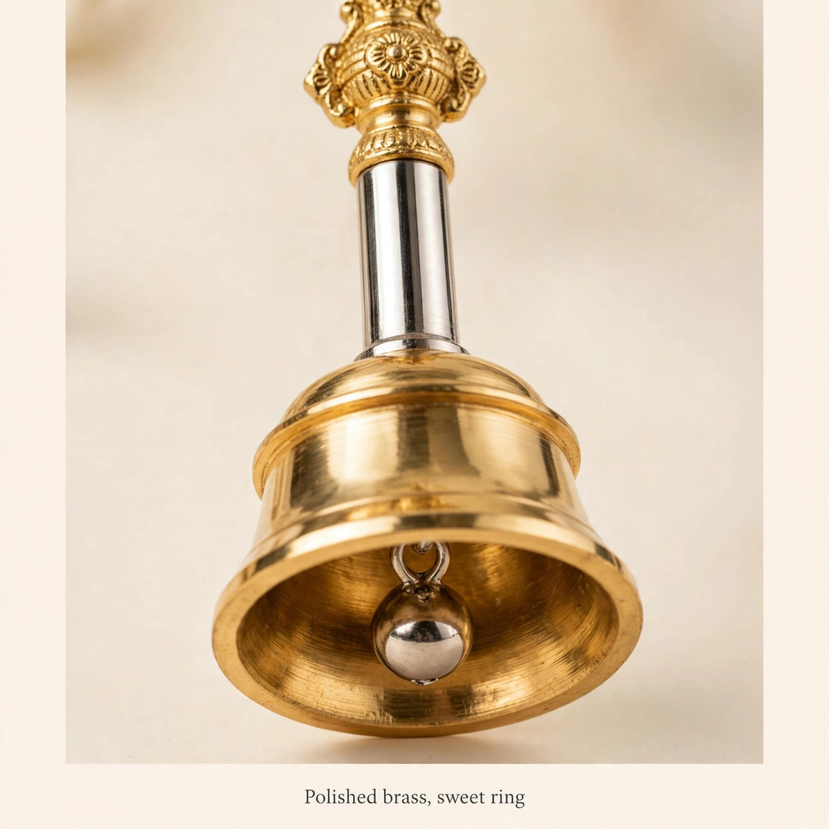 Close-up of polished brass bell