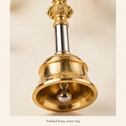 Close-up of polished brass bell