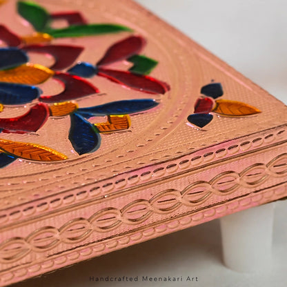 Meenakari Puja Chowki – Wooden Bajot for Home Temple