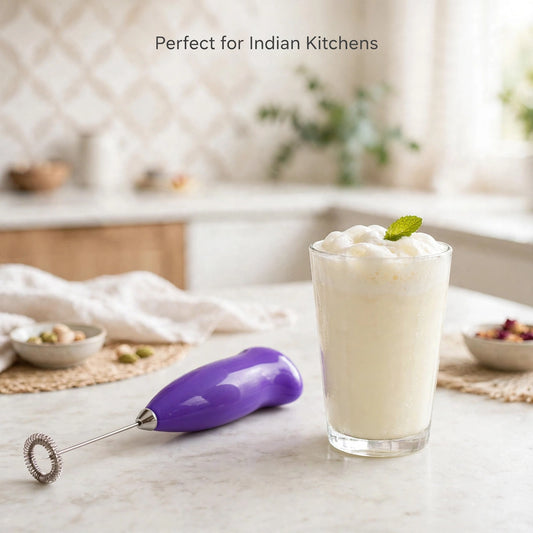 Battery-Operated Milk Frother – Handheld Whisk for Frothy Coffee, Shakes & Lassi
