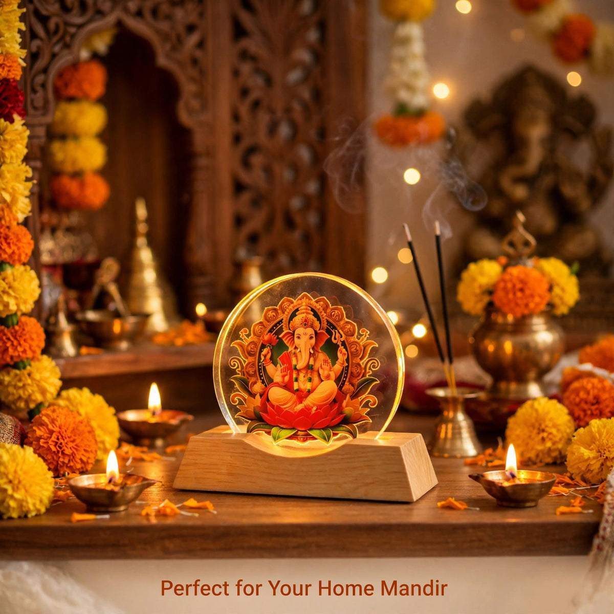 LED Lord Ganesha Lamp – Divine Light for Home & Mandir