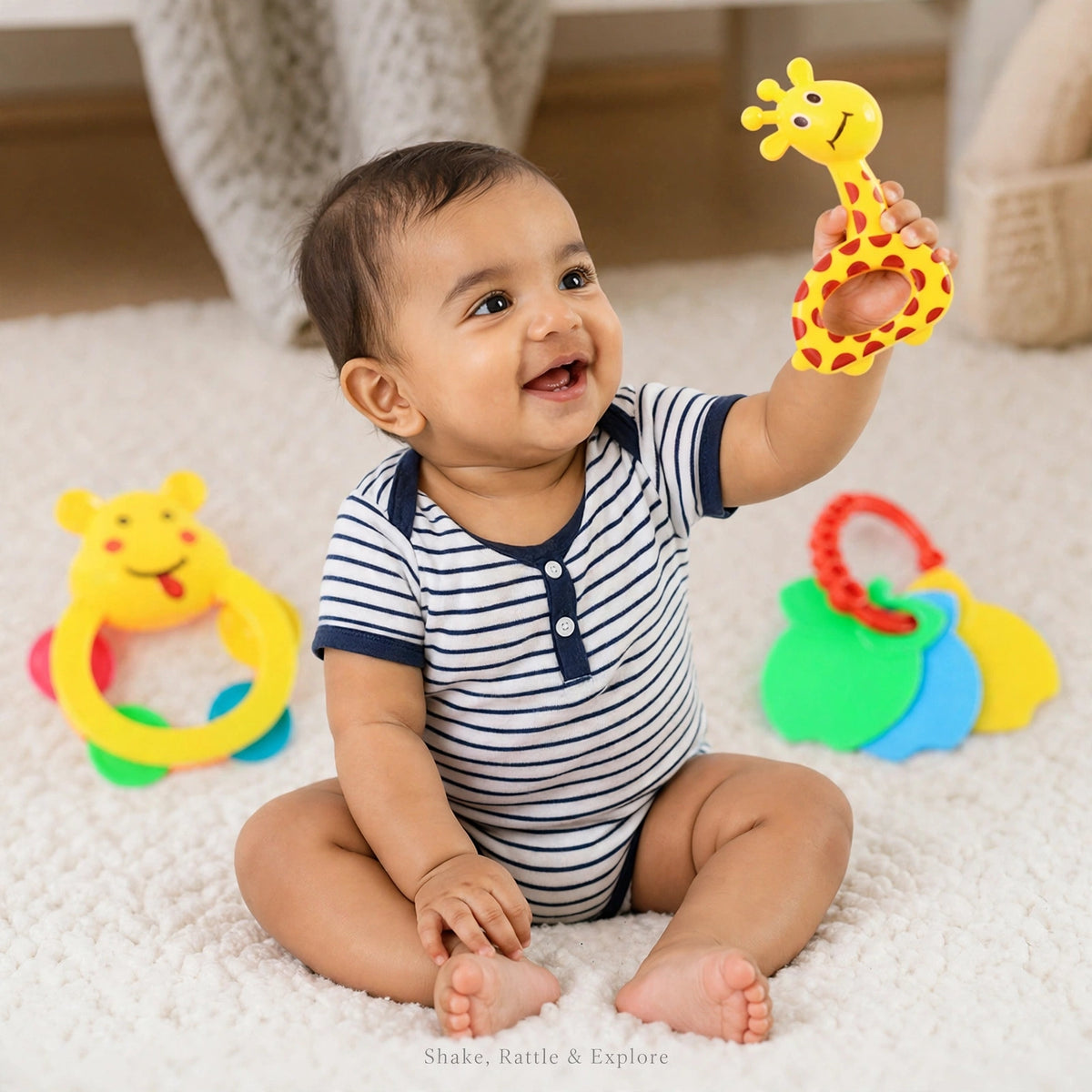 Baby Rattle Toy Set 3 pc – Sensory Play for Infants