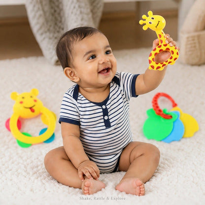 Baby Rattle Toy Set 3 pc – Sensory Play for Infants