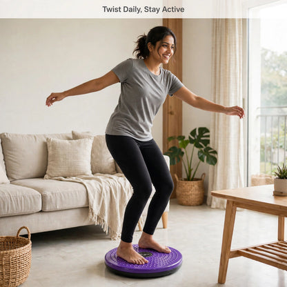 Woman twisting on Waist Twisting Disc