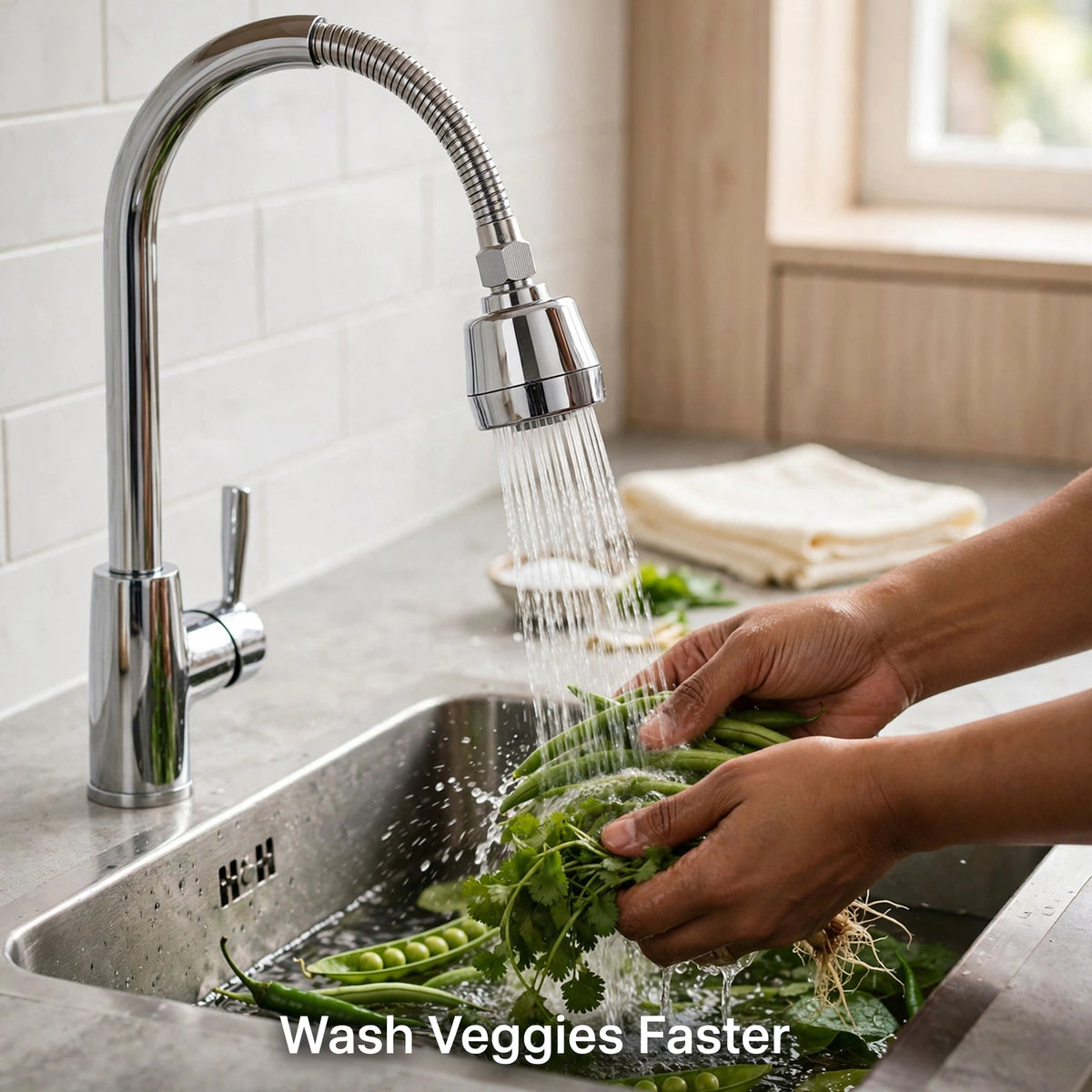 Water-Saving Faucet Sprayer – 360° Rotating Tap Extender