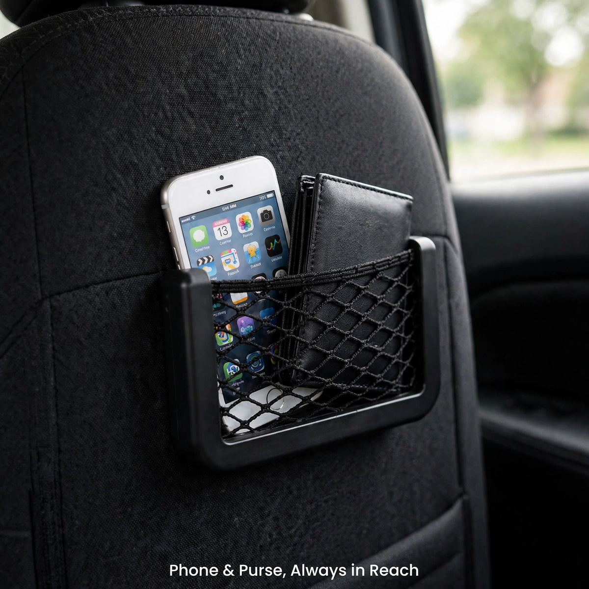 Car Seat Organizer – Mesh Storage for Phone, Bottle & Purse