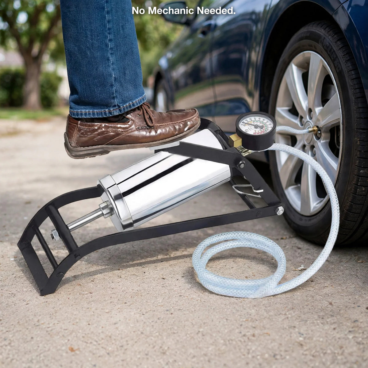 Mini Foot Pump – Tyre Inflator with Gauge, No Mechanic Needed