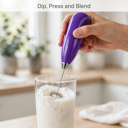 Battery-Operated Milk Frother – Handheld Whisk for Frothy Coffee, Shakes & Lassi