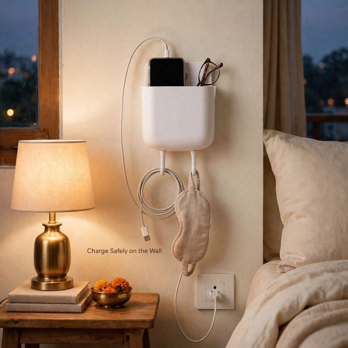 Wall Mounted Mobile Charging Holder – Safe Charging on Wall