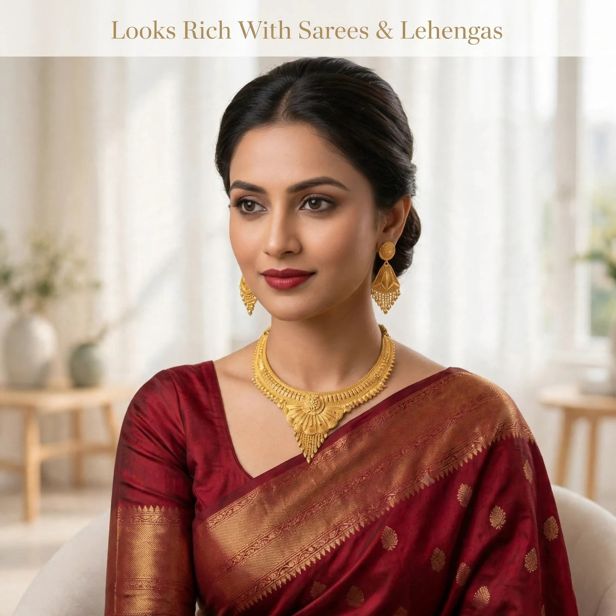 1 Gram Gold Plated Temple Jewellery Set – Traditional