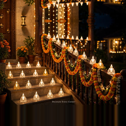 LED Flameless Diyas Set of 8 – Crystal Style, image 4