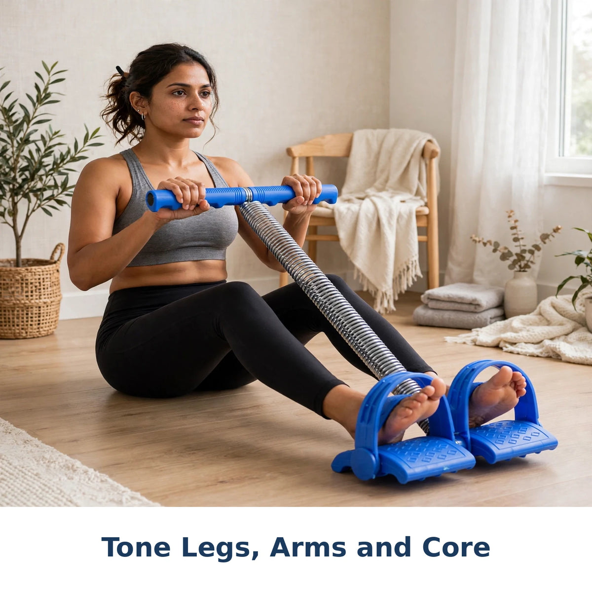 Leg exercise with the foot pedal resistance band