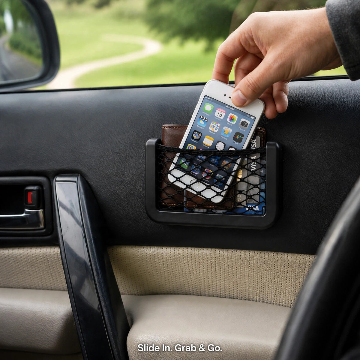 Car Seat Organizer – Mesh Storage for Phone, Bottle & Purse