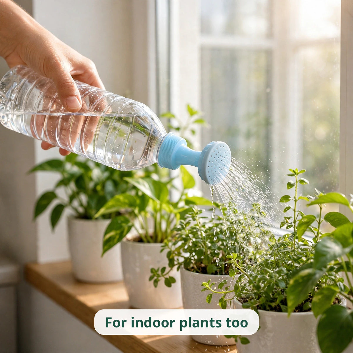 Bottle-Top Plant Sprinkler Nozzles in use