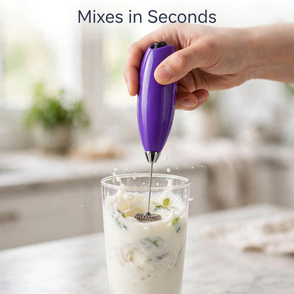 Battery-Operated Milk Frother – Handheld Whisk for Frothy Coffee, Shakes & Lassi