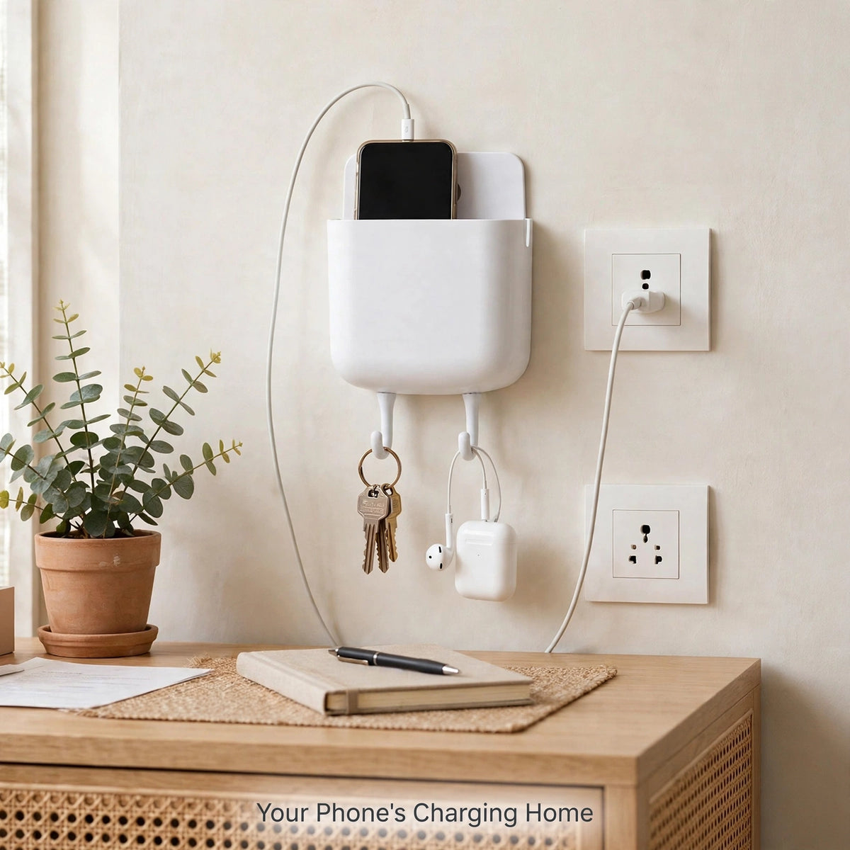 Wall Mounted Mobile Charging Holder – Safe Charging on Wall