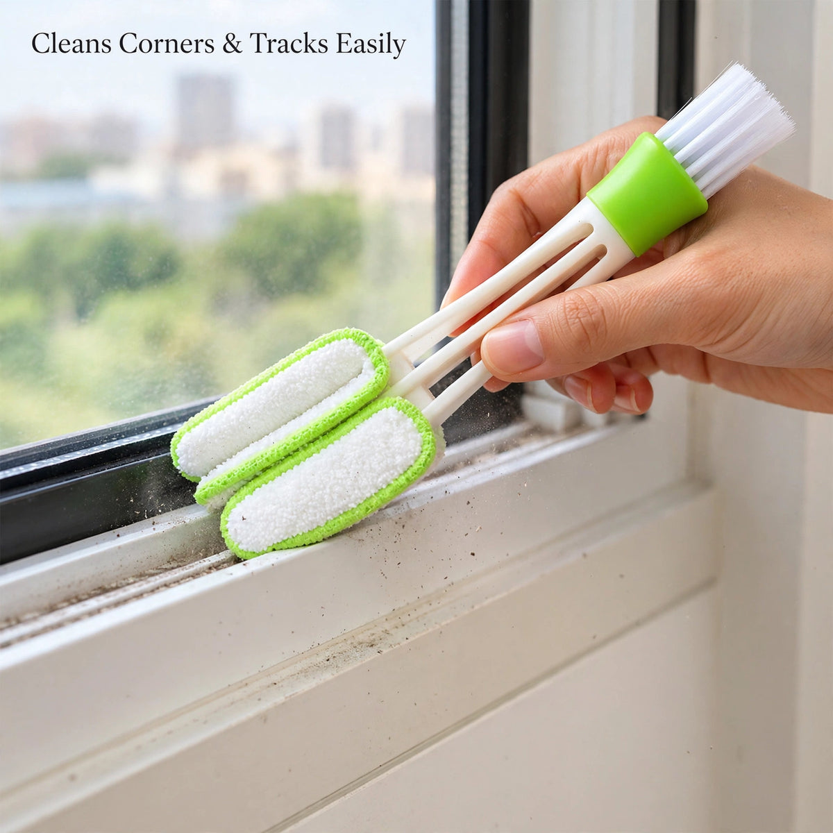 Cleaning window frame corners and tracks