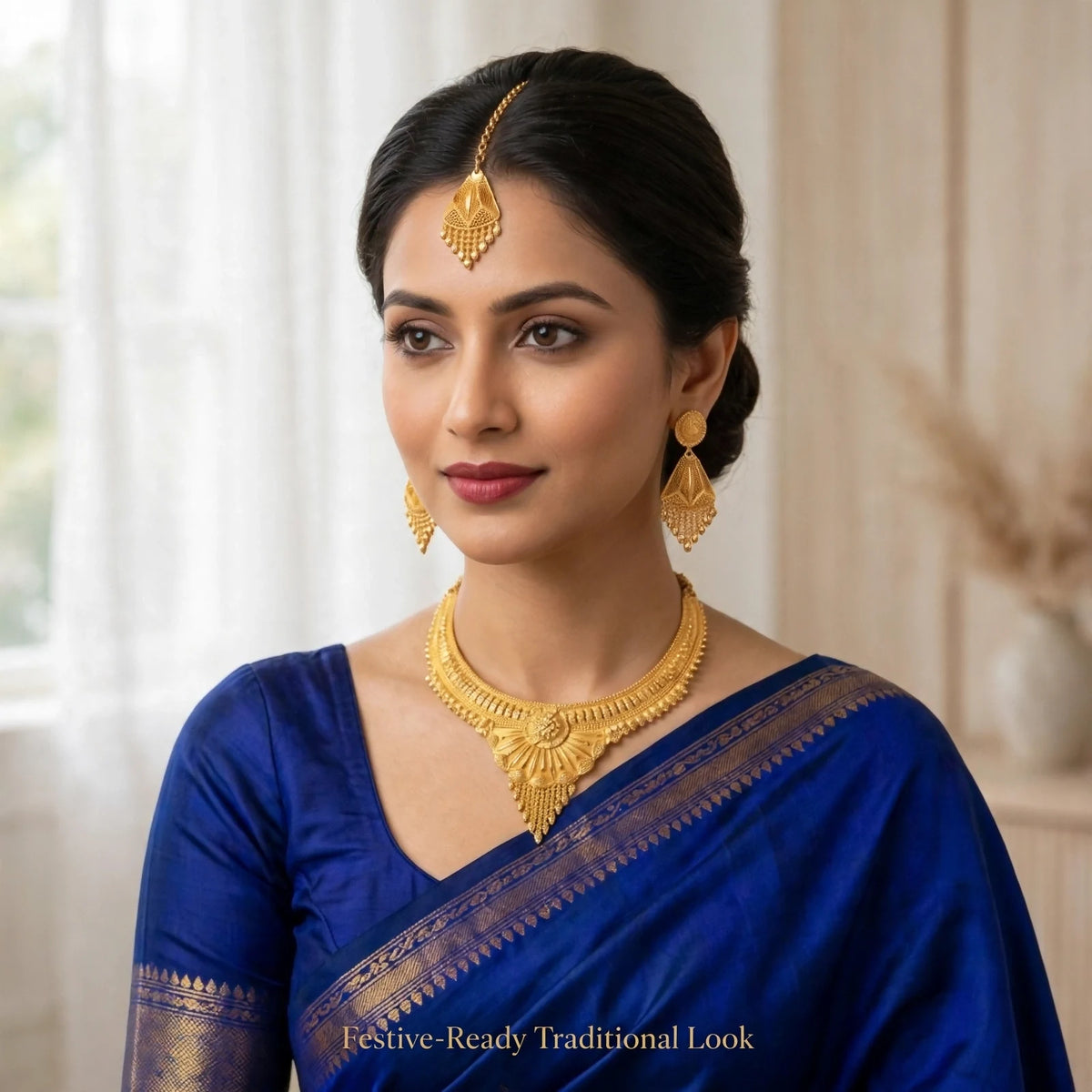 1 Gram Gold Plated Temple Jewellery Set – Traditional