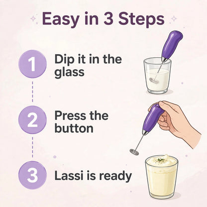 Battery-Operated Milk Frother – Handheld Whisk for Frothy Coffee, Shakes & Lassi