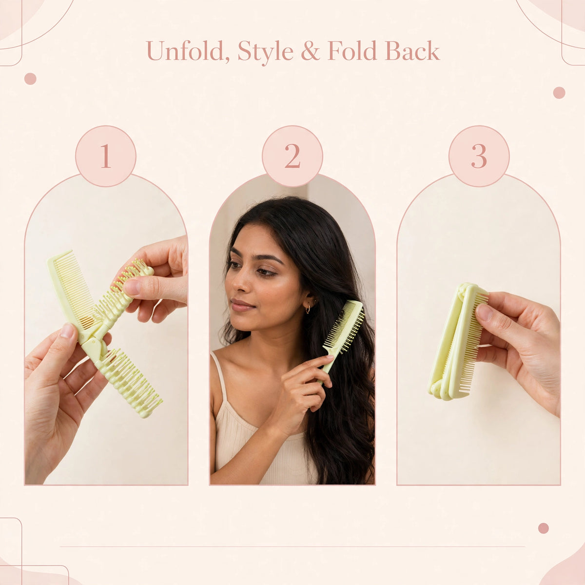 Foldable 2-in-1 Hair Comb & Brush – Travel Friendly