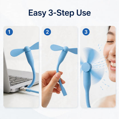 Portable USB Mini Fan – Personal Cooling for Desk & Kitchen