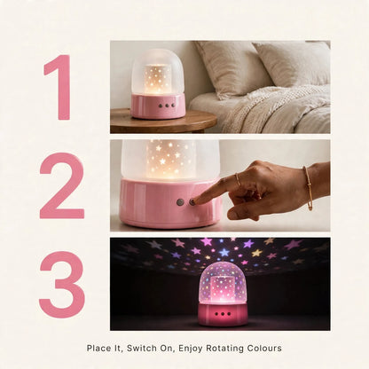 Star Projector Night Lamp – Rotating Colours for Kids Room