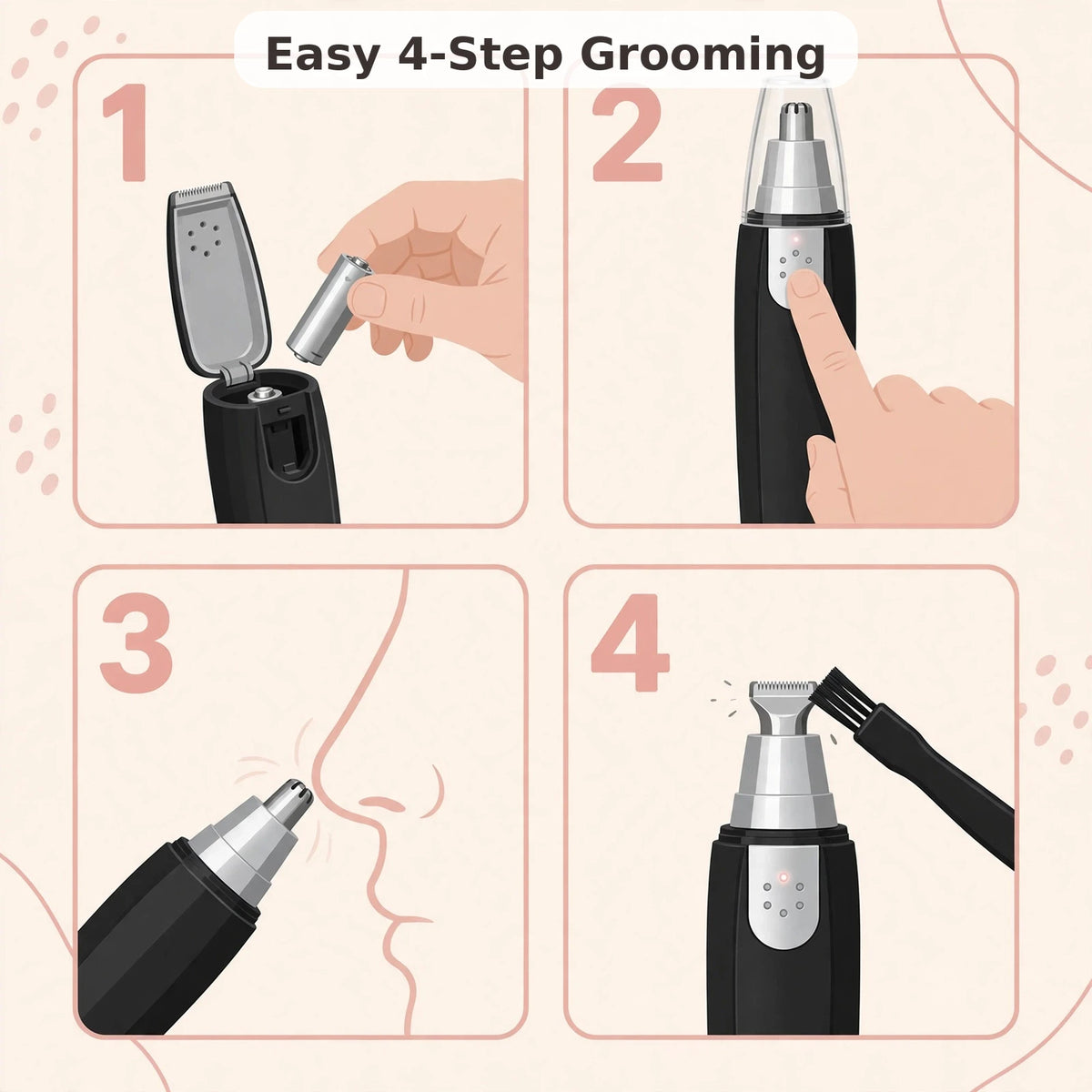 Battery Ear & Nose Hair Trimmer – Painless Grooming at Home