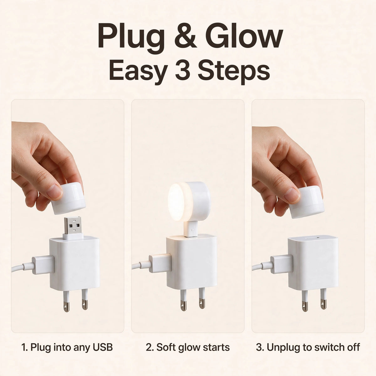 USB LED Night Lamp – Plug-in Soft Glow