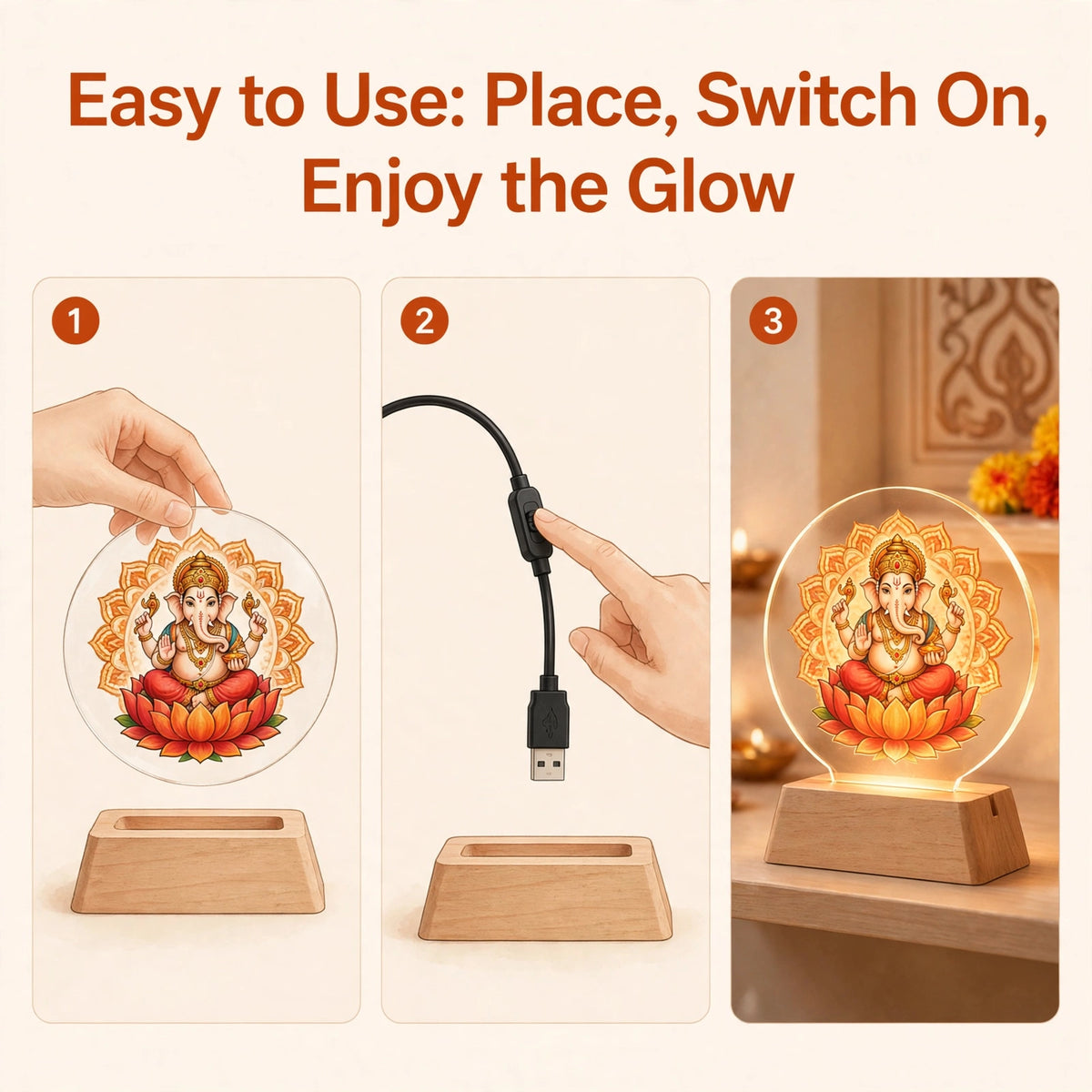 LED Lord Ganesha Lamp – Divine Light for Home & Mandir