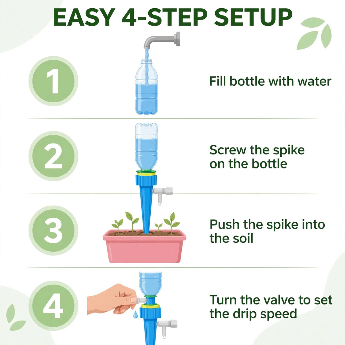 Plant Watering Spikes – Slow Release, Plants Stay Watered on Travel