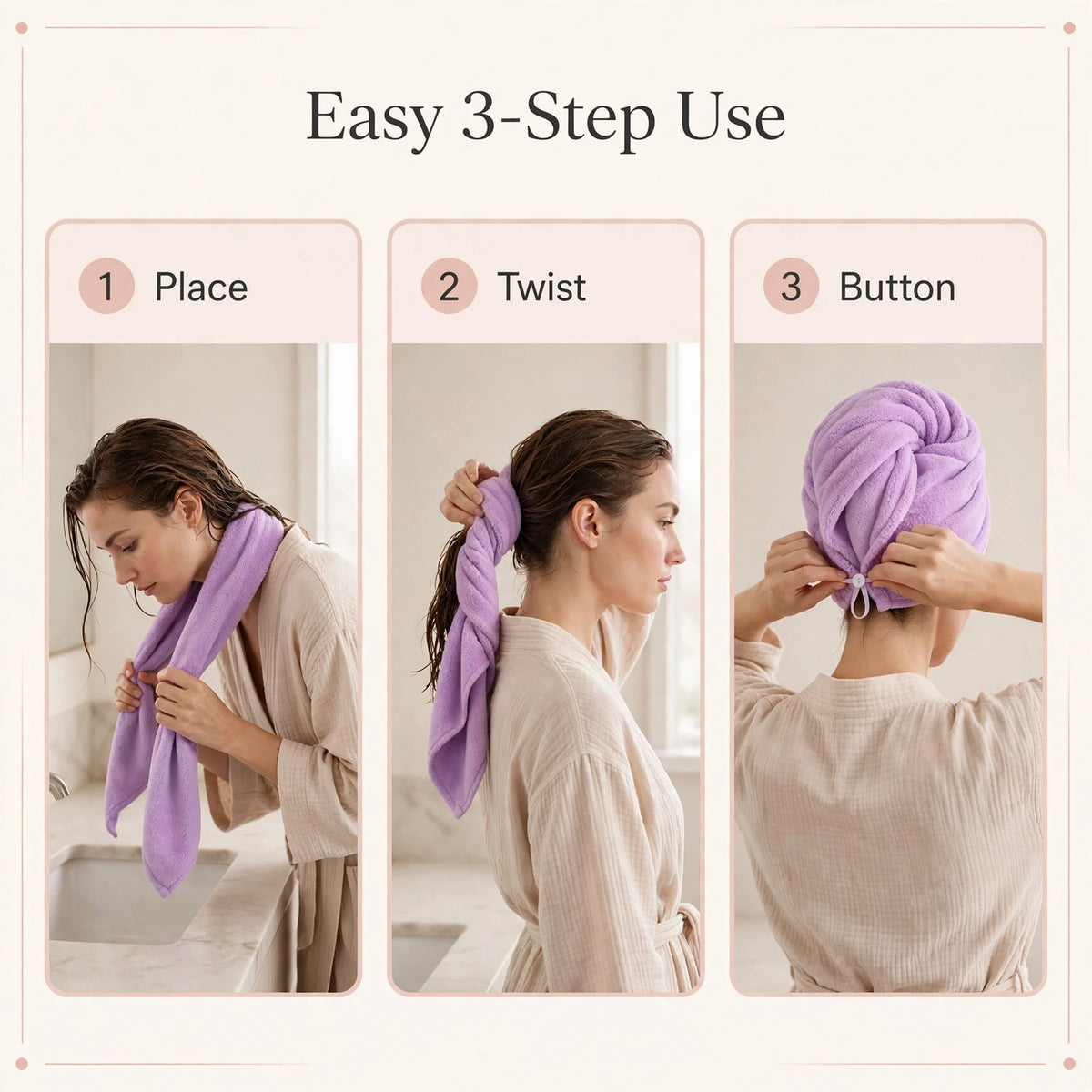 Microfiber Hair Drying Towel – Dry Hair Fast, Less Frizz