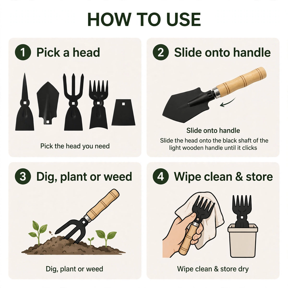 5-in-1 Gardening Hand Tool Set – Dig, Plant & Weed