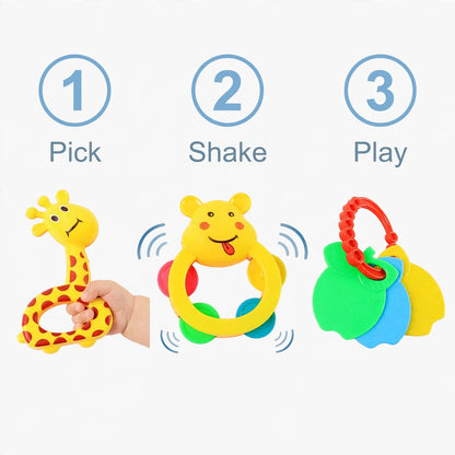 Baby Rattle Toy Set 3 pc – Sensory Play for Infants