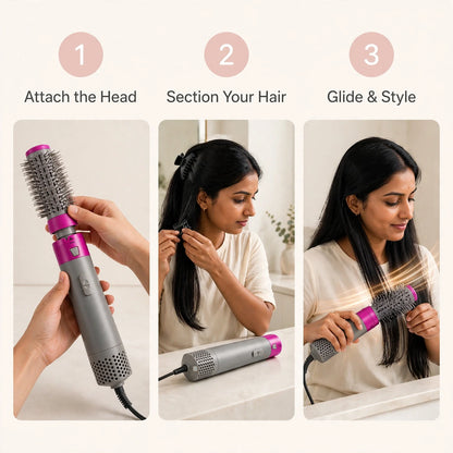 5-in-1 Hot Air Hair Dryer Brush 1000W – Dry, Straighten & Style