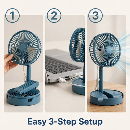 Portable Desktop Fan – Foldable, Silent Cooling