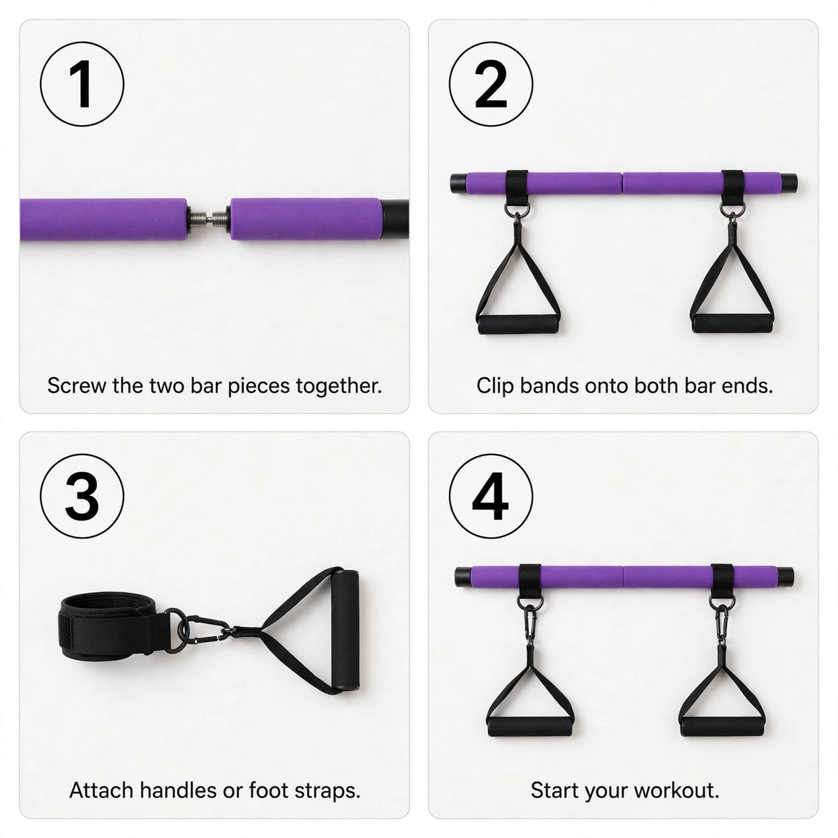 Pilates Bar with Resistance Bands – Full-Body Home Gym