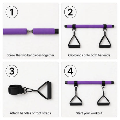 Pilates Bar with Resistance Bands – Full-Body Home Gym