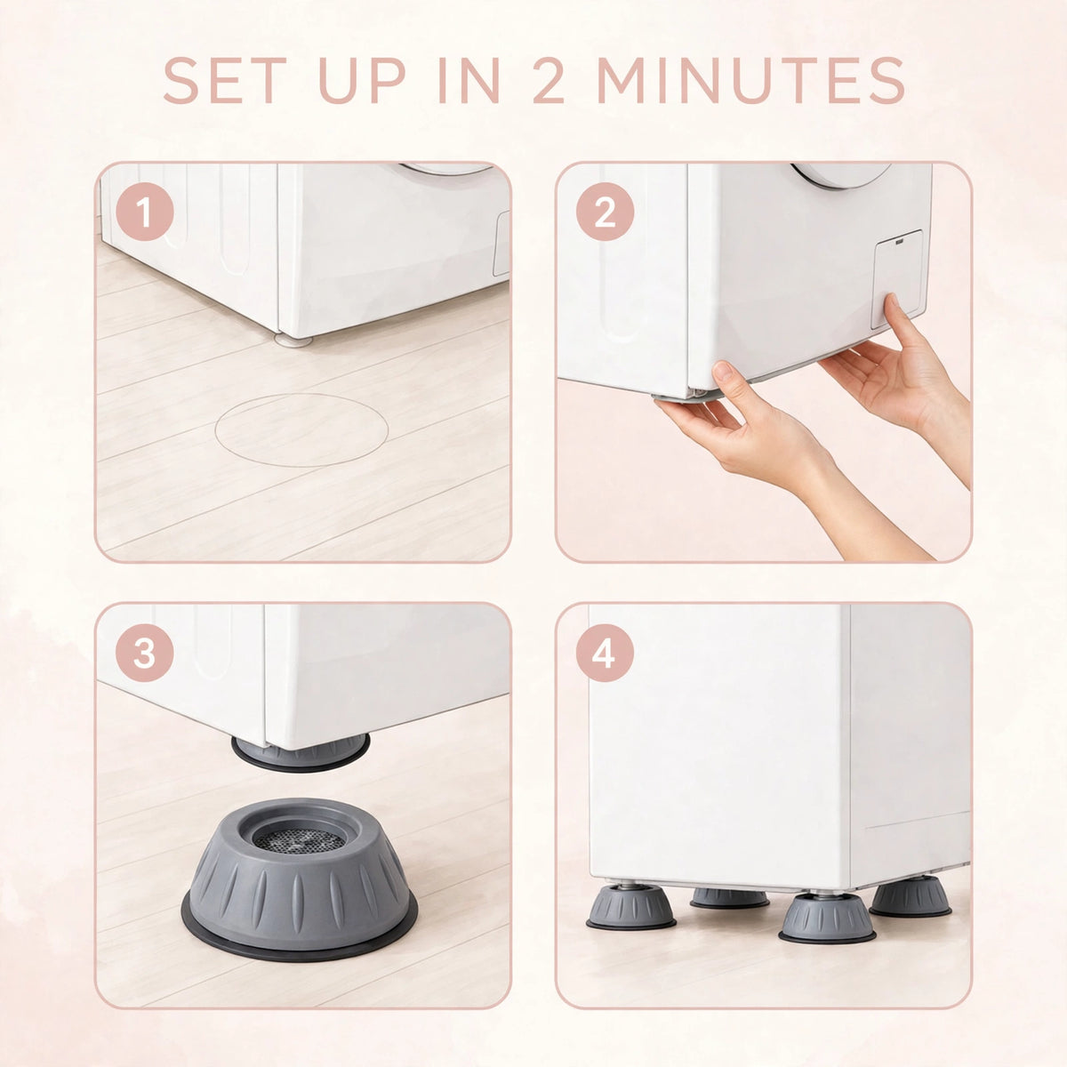 Washing Machine Anti-Vibration Pads 4pc – Stop Shaking & Noise